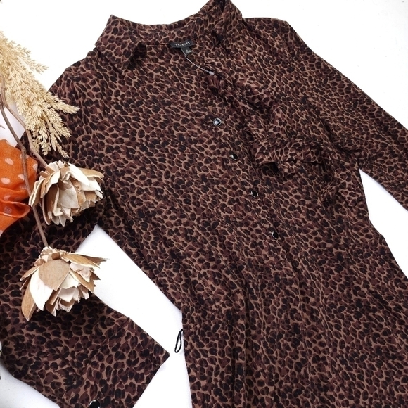 Talbots Leopard Print Print Belted Dress Sz S - Picture 2 of 8